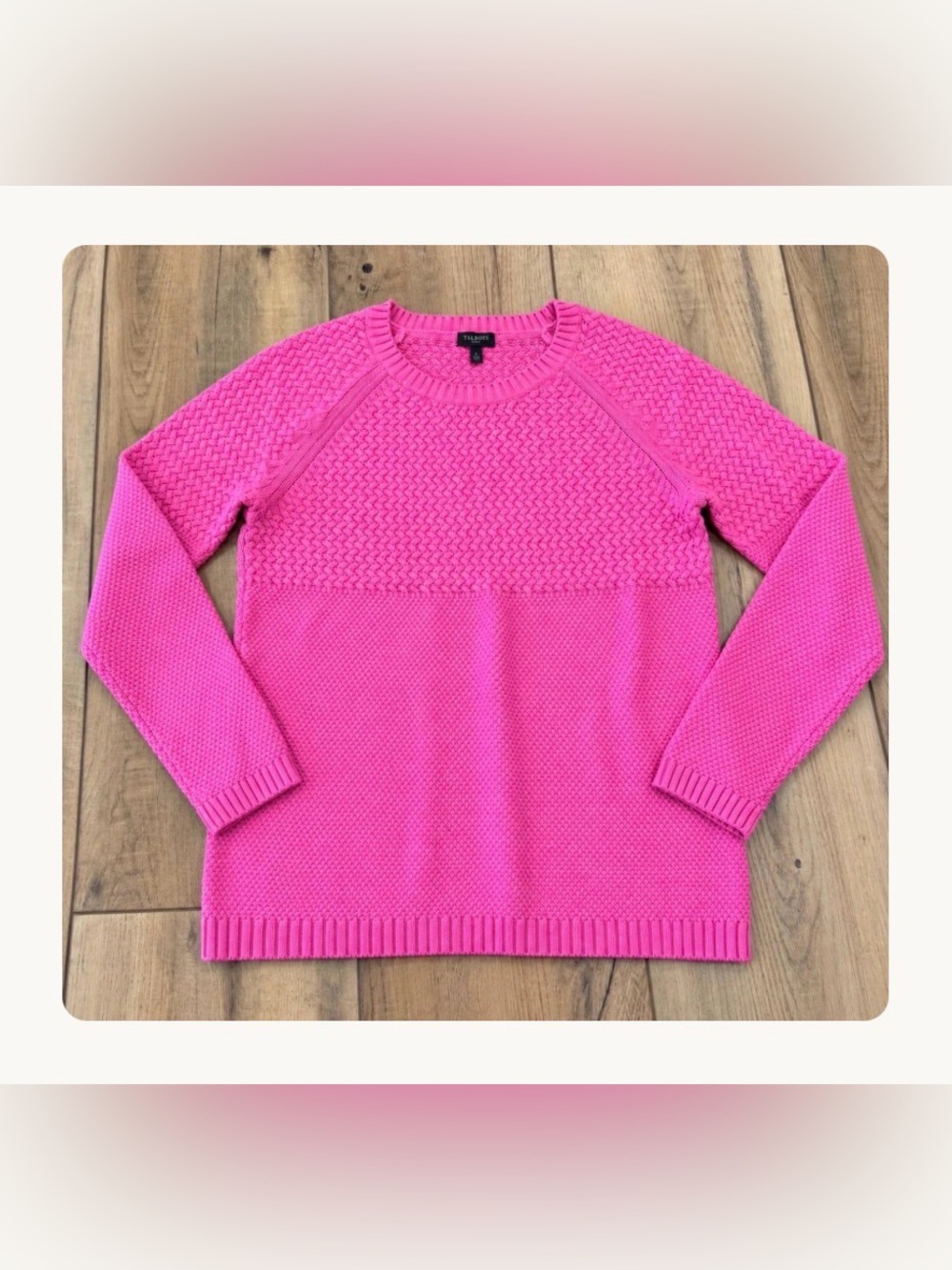 Talbots Pink Textured Crewneck Sweater
